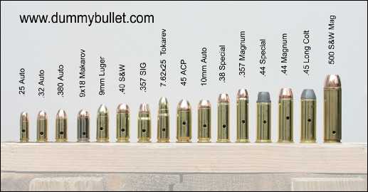 Pistol caliber cartridge assortment display